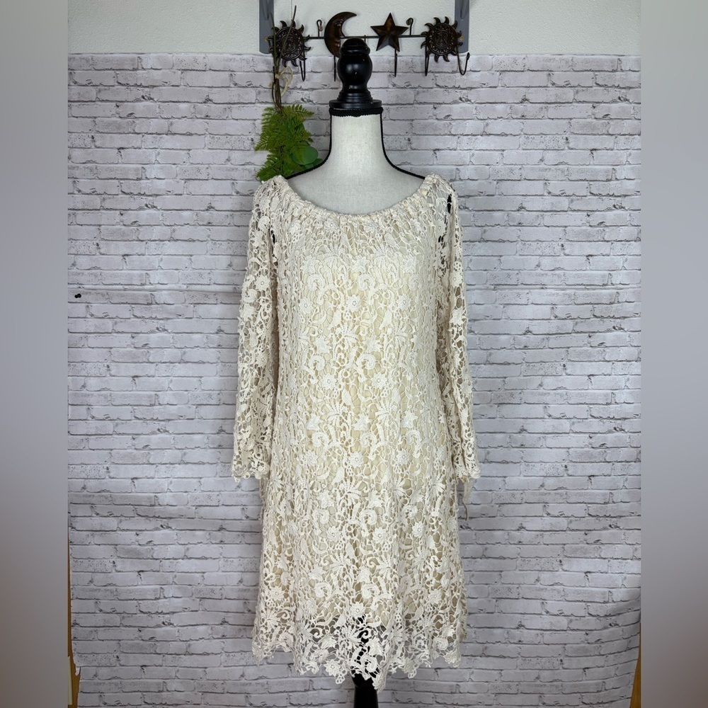 Bronte Ivory Crochet Bell Sleeve Bohemian Festival Dress